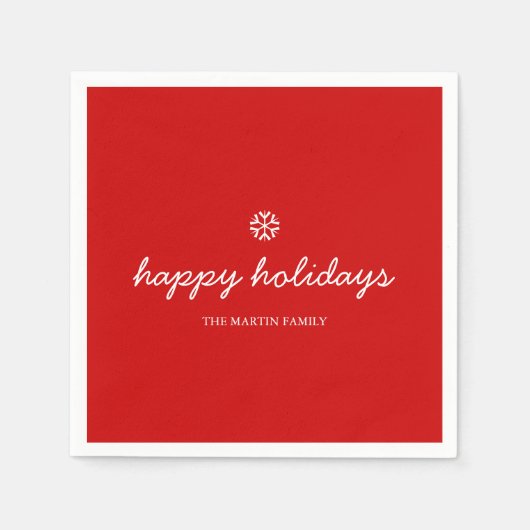 Serviette En Papier Napkin heureux script vacances Red (Devant)