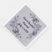 Serviette En Papier Napkin mariage avec Fleurs Bleues Ardoises (Coin)