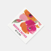 Serviette En Papier Napkin Mariage floral personnalisable - Noms et Da (Coin)