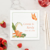 Serviette En Papier Napkin Mariage Lily orange (En situation)