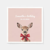 Serviette En Papier Napkin rose et rouge cerf | Fête d'anniversaire de (Devant)