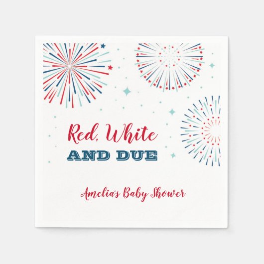 Serviette En Papier Napkin rouge, blanc et Baby shower dû (Devant)