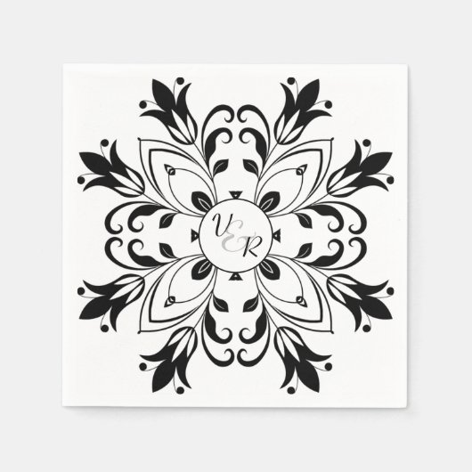 Serviette En Papier Napkin simple en noir et blanc (Devant)