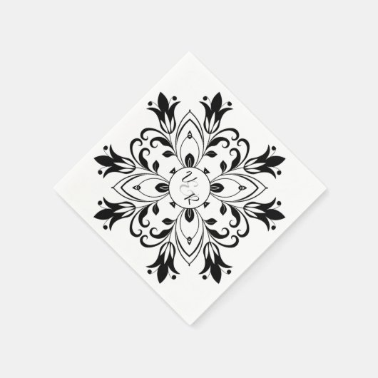 Serviette En Papier Napkin simple en noir et blanc (Coin)