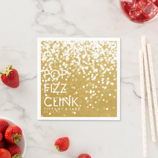Serviette En Papier Napkin - Sparkling Pop Fizz Clink Gold (En situation)