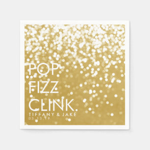 Serviette En Papier Napkin - Sparkling Pop Fizz Clink Gold