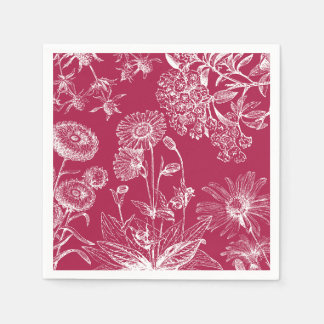 Serviette En Papier Napkin vintage de fleurs rouges