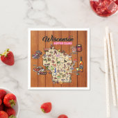 Serviette En Papier Napkin - Wisconsin Supper Club Map - Series 1 (En situation)