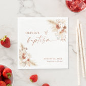 Serviette En Papier Napkins Baptême Boho | Pampas Christing Grass (En situation)