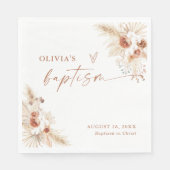 Serviette En Papier Napkins Baptême Boho | Pampas Christing Grass (Devant)
