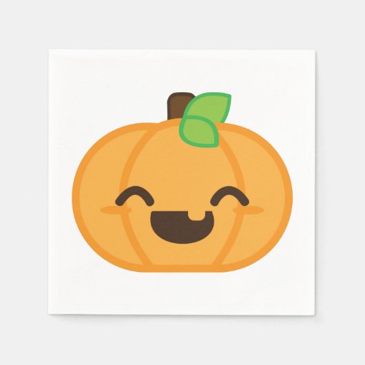 Serviette En Papier Napkins Citrouille Kawaii Jack-o'-lantern (Devant)