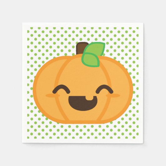Serviette En Papier Napkins Citrouille Kawaii Jack-o'-lantern (Devant)