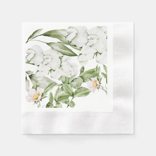 SERVIETTE EN PAPIER NAPKINS D'ART FLORAL BLANC BRITANNIQUE (Devant)