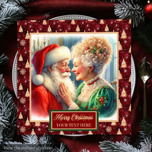 Serviette En Papier Napkins de fête de Noël Rouge or vert Père Noël