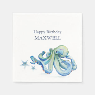 Serviette En Papier Napkins de fête Poulpe mignonne d'anniversaire