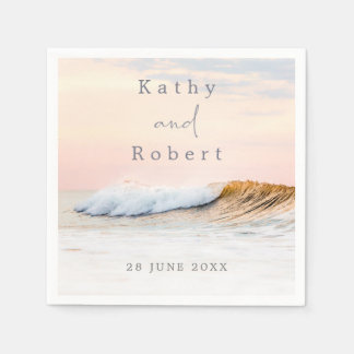 SERVIETTE EN PAPIER NAPKINS DE MARIAGE DE PLAGE | COUCHER DE SOLEIL OC
