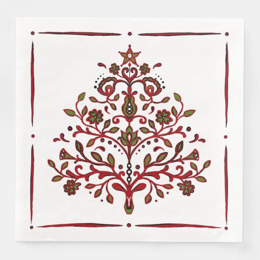 Serviette En Papier Napkins de Noël Arbre scandinave (Devant)