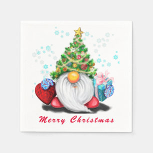 Serviette En Papier Napkins de Noël Gnome avec cadeaux