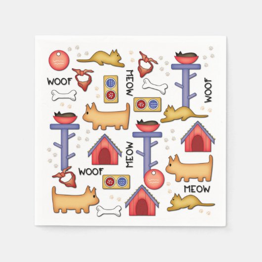 Serviette En Papier Napkins en papier blanc Woof & Meow (Devant)