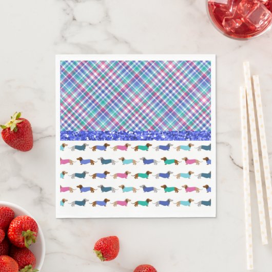 Serviette En Papier Napkins en papier plaid Pastel Dachshund (En situation)