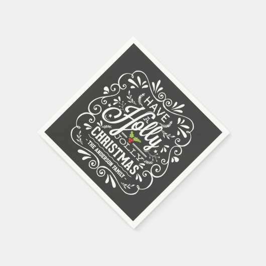 Serviette En Papier Napkins en tableau de Noël Holly Jolly (Coin)