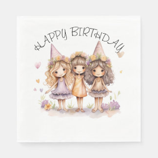 Serviette En Papier Napkins Fairy Anniversaire