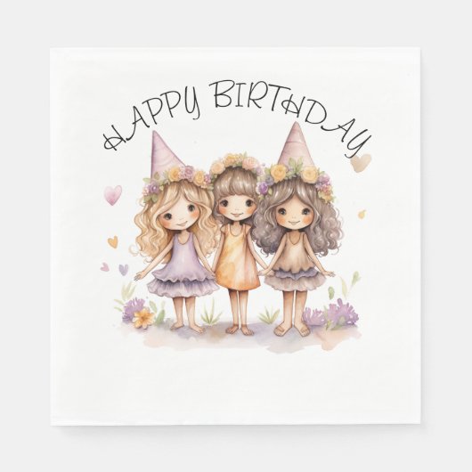 Serviette En Papier Napkins Fairy Anniversaire (Devant)