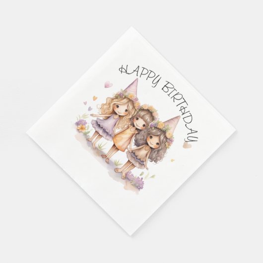 Serviette En Papier Napkins Fairy Anniversaire (Coin)