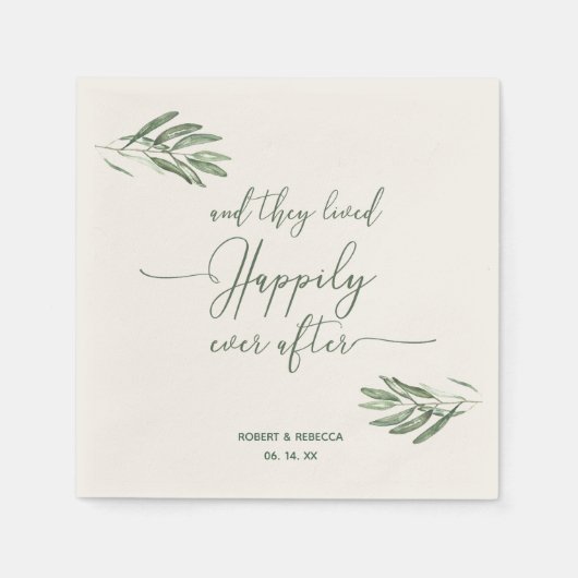 Serviette En Papier Napkins Feuille en olive (Devant)