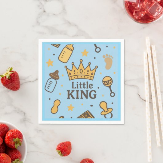 Serviette En Papier Napkins Little King Baby shower (En situation)