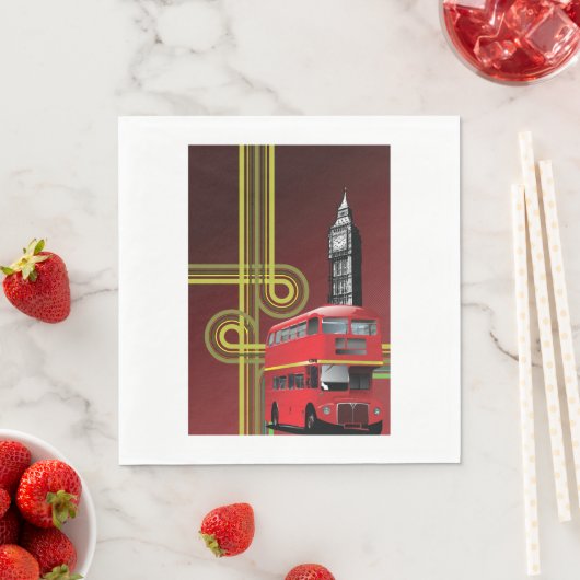 Serviette En Papier Napkins London Double Decker Bus (En situation)