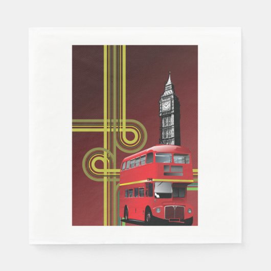 Serviette En Papier Napkins London Double Decker Bus (Devant)