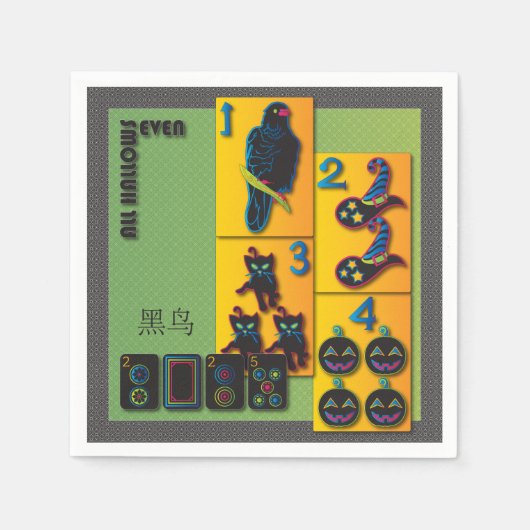 Serviette En Papier Napkins Mah Jongg Halloween (Devant)