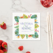 Serviette En Papier Napkins mariage | Aquarelle tropicale florale (En situation)