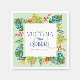 Serviette En Papier Napkins mariage   Aquarelle tropicale florale