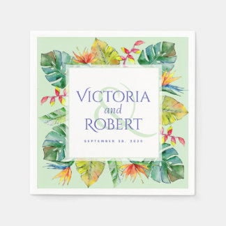 Serviette En Papier Napkins mariage | Aquarelle tropicale florale