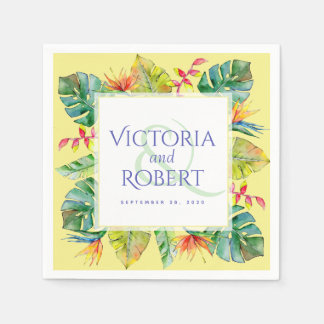 Serviette En Papier Napkins mariage | Aquarelle tropicale florale