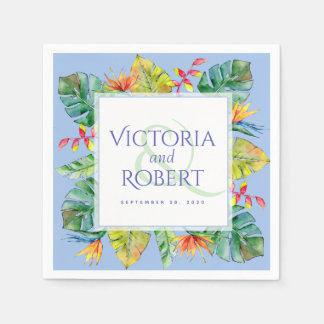 Serviette En Papier Napkins mariage | Aquarelle tropicale florale