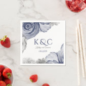 Serviette En Papier Napkins mariage | Bouquet d'aquarelle (bleu marine (En situation)
