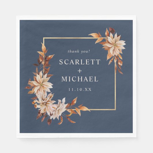 Serviette En Papier Napkins Mariage de automne bleu marine (Devant)