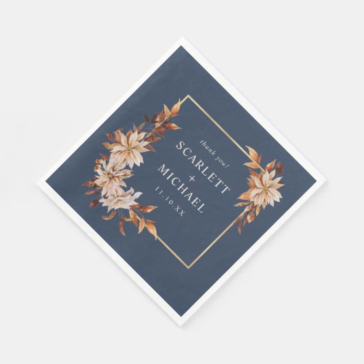 Serviette En Papier Napkins Mariage de automne bleu marine (Coin)
