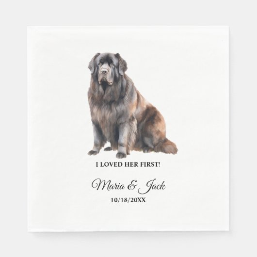 Serviette En Papier Napkins Mariage de chien de Terre-Neuve avec photo (Devant)