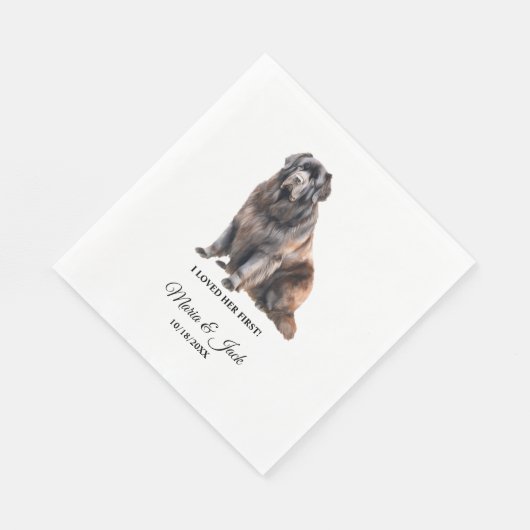 Serviette En Papier Napkins Mariage de chien de Terre-Neuve avec photo (Coin)