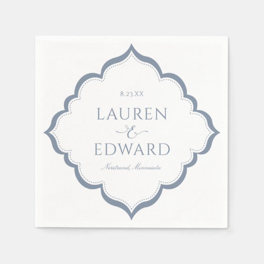 Serviette En Papier Napkins mariage | Élégance simple (bleu foncé) (Devant)