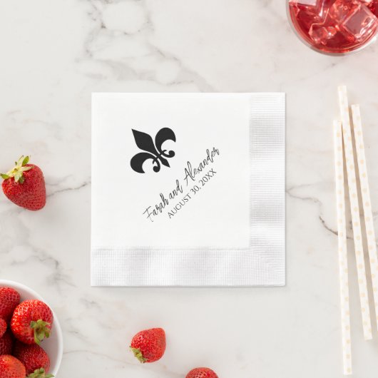 Serviette En Papier Napkins Mariage Fleur de Lis (En situation)