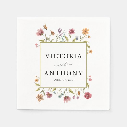 Serviette En Papier Napkins Mariage fleur sauvage (Devant)