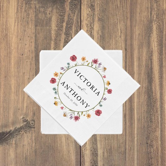 Serviette En Papier Napkins Mariage fleur sauvage