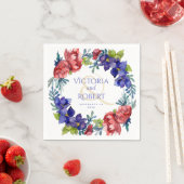 Serviette En Papier Napkins mariage | Happiness Watercolor Floral (En situation)