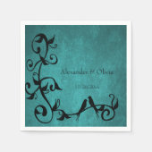 Serviette En Papier Napkins Mariage Lovebirds turquoises (Devant)