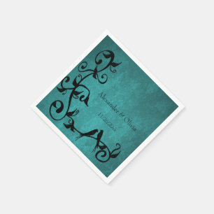 Serviette En Papier Napkins Mariage Lovebirds turquoises